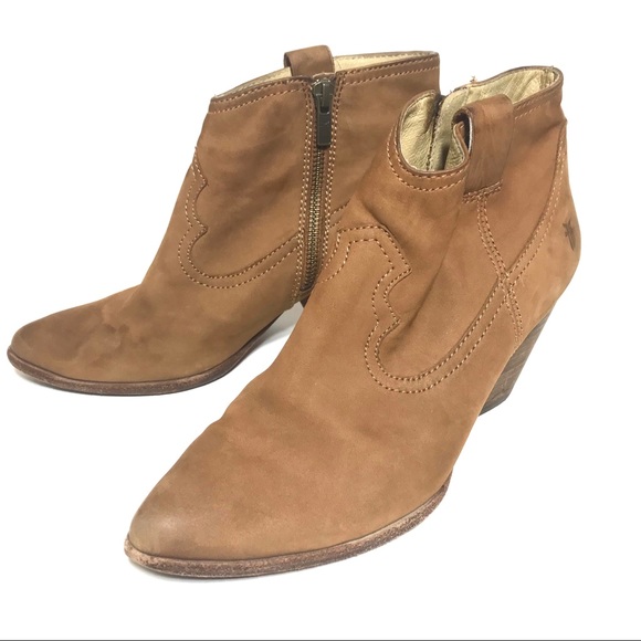 Frye Shoes - Frye Reina Bootie in Camel Buffed Nubuck